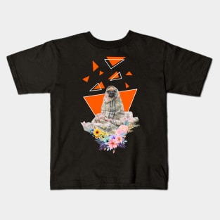 Pug with flowers Kids T-Shirt